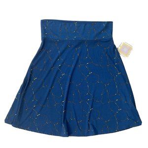 LuLaRoe 2XL Azure Skirt Flare Skater Blue Print